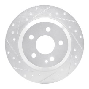 Mercedes-Benz Viano Brake Rotor (1) - Rear Left - R1 Concepts - Drilled & Slotted - Silver - `16-`23